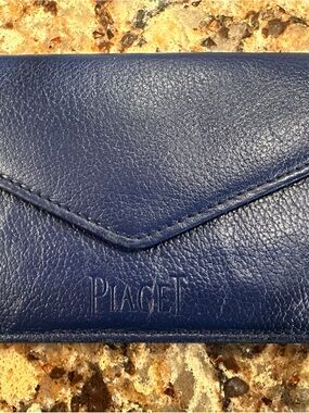 Piaget Navy Envelope-Style Pebbled Leather Wallet